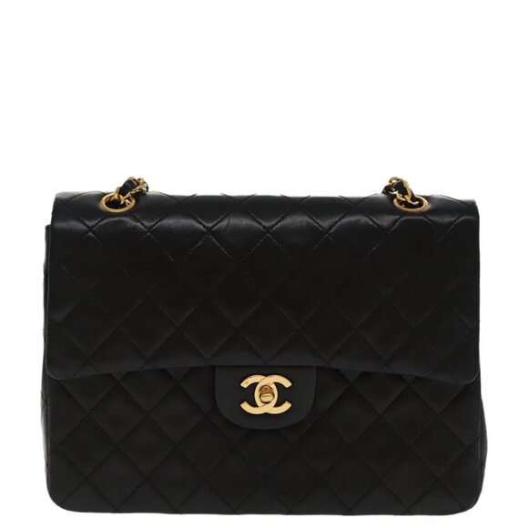 CHANEL Matelasse Chain Hand Bag Lamb Skin Black Gold CC Auth 95715AV - Picture 2 of 16